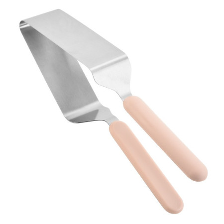Paleta pentru Taiat si Servit Prajituri, Cyrax, Otel Inoxidabil, Maner Usor de Prins, Divizor Triunghiular, 27 x 12 cm, Roz