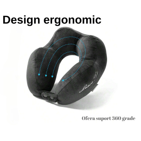 Perna de Calatorie,  Pentru Gat, din Bumbac, cu 4 Cocoase, Ajustabila, Gri