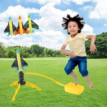 Jucarie pentru Copii, Cyrax, Lansator de Rachete cu Piciorul, Un Lansator, 3 Rachete Fara Lumini, 3 Aircrafts, 42x36 cm, Multicolor