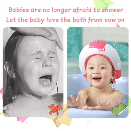 Cyrax Viziera de Protectie Baie Pentru Copii, Fippy, Model Hipopotam, Dimensiune ajustabila, Durabil, Usor de curatat, Impotriva Samponului, pentru Ochi si Urechi, TPE+PP, 22x21 cm, Rosu