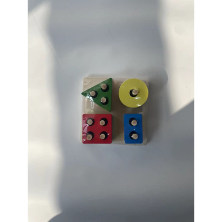 Jucarie Educativa Cyrax, Tip Montessori, din Lemn, + 36 Luni, Forme Geometrice, 16 Piese, 12 x 12 cm, Multicolor