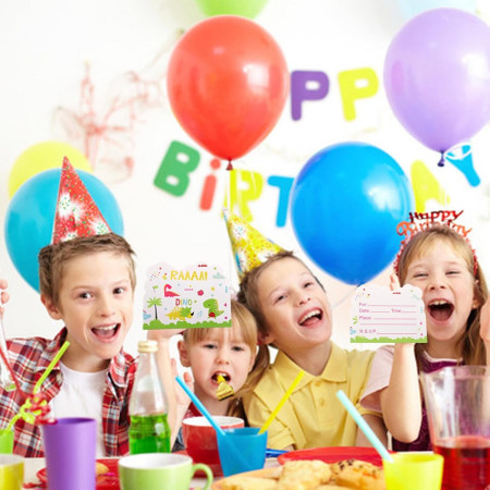 Set 10 Invitatii pentru Petrecere, Cyrax, Colectia Dino Park, 11 x 14 cm, din Carton, Multicolor