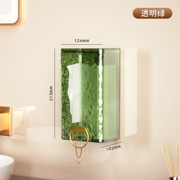 Cutie suport servetele eleganta Cyrax, cu montare pe perete sau dulap, material plastic dur, 21.3 x 8.7 x 12 cm, verde