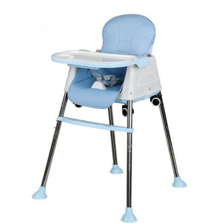 Scaun de Masa Pliabil 3in1, Cyrax, Reglabil, Multifunctional, 3 Pozitii, Masuta si Husa Detasabile, Roti, Centura de Siguranta, Ajustare Inaltime, Albastru