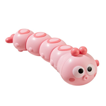 Jucarie mecanica pentru copii Cyrax, omida haioasa, material ABS, cu cheita, distractiva, se taraste, se misca, 15 x 4 cm, roz