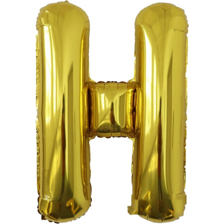 Balon Folie Metalizata Litera H, Cyrax, 80 cm, Umflati cu Heliu sau Aer, Ambalaj Individual, Pai inclus, Auriu