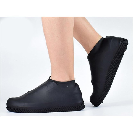 Husa Incaltaminte,  Impermeabila, Antiderapanta, din Latex, 13 x 13 x 2 cm, Marime L 41-47 cm, Negru