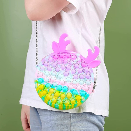 Jucarie antistres din silicon Cyrax, Pop it Now and Flip It ,Geanta ,Multicolor