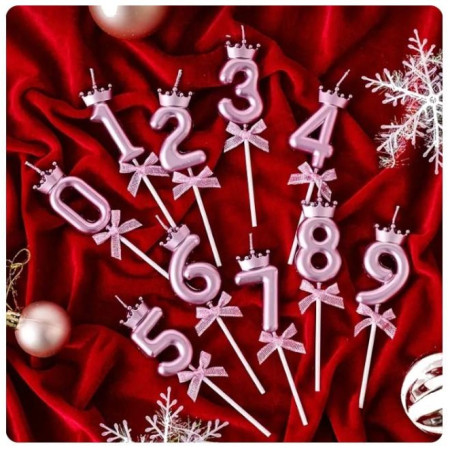 Lumanare Cifra 4, Cyrax, Model Coroana cu Fundita, Pentru Tort, 6 x 2.5 cm Mov