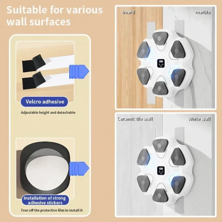 Aparat Box Cu Muzica, Montabil pe Perete, Cyrax, Alb, Difuzor, Bluetooth, Iluminare LED, 38 x 27 x 32 cm, Manusi Incluse