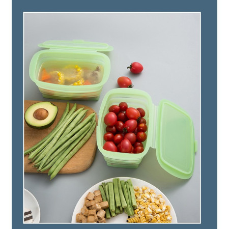 Caserola din Silicon, Cyrax, Pliabila, 1L, 18.8 x 8 x 11.5 cm, Rezistenta Temperaturi Extreme, Verde