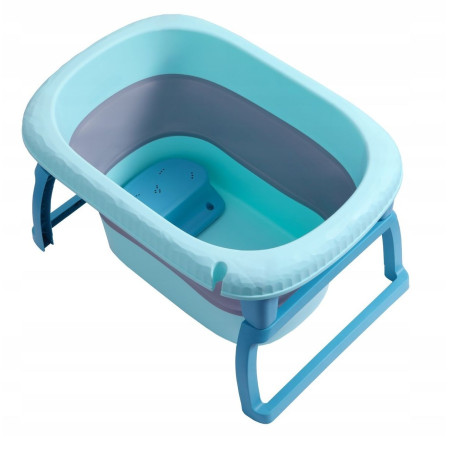 Cada Pliabila pentru Baie, Cyrax, din PP+TPE, pentru Copii 0-6 Ani, cu Picioare, Suport de Sezut, Scurgere Etans, 48.5x25x72 cm, Albastru