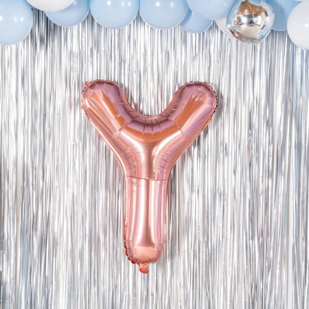 Balon Folie Metalizata Litera Y, Cyrax, 100 cm, Umflati cu Heliu sau Aer, Ambalaj Individual, Pai inclus, Rose Gold