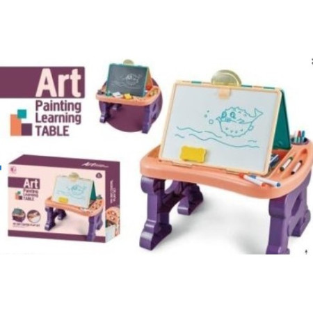 Cyrax Jucarie educativa pentru copii 2 in 1, masa si tabla pentru desenat