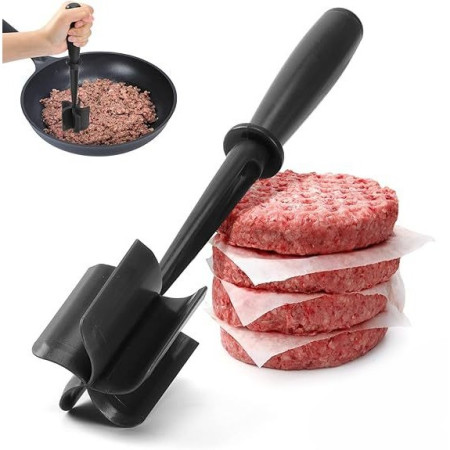 Tocator de Carne Manual, Cyrax, cu Lama pentru Tocarea si Amestecarea Carnii, 28x6cm, cu 5 Lame Curbate, Rezistent la Caldura, Multifunctional, Plastic Rezistent, Negru