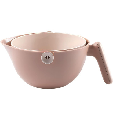 Bol cu Doua Straturi, Cyrax, pentru Fructe, Legume, cu Cos de Scurgere a Apei, 2L, din ABS+PP, 29.9 x 22.5 x 11.8 cm, Maro