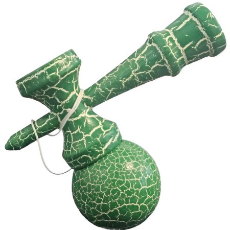 Kendama X Originala, Profesionala, Cyrax, Kendama Cracked, din Lemn, 18 cm, Verde Alb