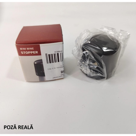 Capac de Etansare a Sticlei de Sampanie, Cyrax, Rotativ, On-Off, Silicon, Reutilizabil, Usor de Depozitat si Folosit, 3.8 x 3.8 x 3.8 cm, Negru