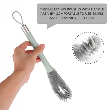 Perie de Curatat Pahare, Sticle, Biberoane, Cyrax, cu Maner Lung, Uz Casnic, Silicon, Ergonomic, 3.9x5.4x38.5cm, Verde