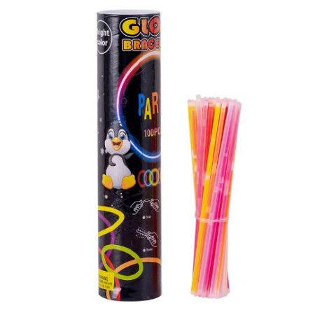Cyrax Set 100 bratari luminoase si colorate pentru petreceri, fosforescente, Glow Sticks, Culori diferite