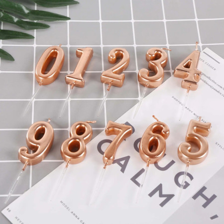 Lumanare de Tort, Cyrax, Model Cifra 9, Party, 4.5 x 2.5 cm, din Parafina, Rose Gold
