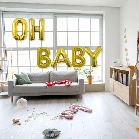 Balon Folie Metalizata Litera O, Cyrax, 80 cm, Umflati cu Heliu sau Aer, Ambalaj Individual, Pai inclus, Auriu