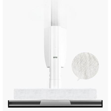 Stergator de Geamuri  cu Doua Fete, Tija Telescopica, cu Recipient de Lichid, Laveta din Microfibra, Racleta Silicon, 120 cm, Alb
