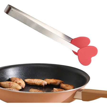 Cleste Creativ pentru Mancare, Cyrax, Model Inimioare din Silicon, 14.5x3 cm, Rezistent la Temperaturi Inalte si Coroziune, Rosu