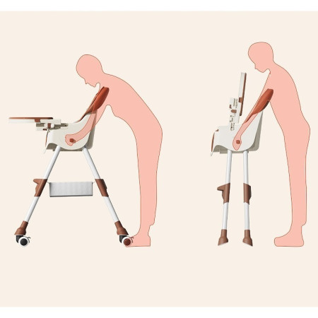 Scaun de Masa pentru Bebelusi si Copii, Cyrax, cu Roti, Telescopic, Pliabil, Masuta Reglabila, Suport Picioare, Scaun cu Invelis Piele Artificiala, Centura Siguranta, Spatiu Depozitare, 97x73x65 cm, Roz