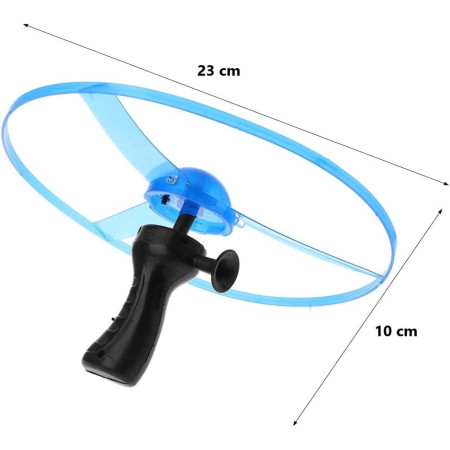 Jucarie Disc Zburator, Distractiv pentru Copii, Cyrax, Aruncator Manual din Plastic, cu Lumini, Albastru