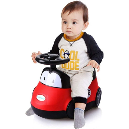 Olita pentru Copii, Cyrax, +1an, Portabila, Design Masinuta cu Capac, Model Prietenos, Non-Toxic, Compartiment Detasabil, Usor de Curatat, Rosu