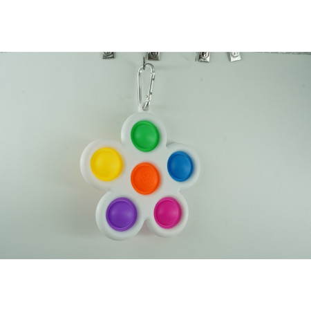 Cyrax Jucarie Push Pop Bubble Fidget, Pop It, breloc antistres, Floare, Multicolor/Alb