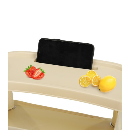 Scaun de Masa pentru Bebelusi si Copii, Cyrax, Tavita si Husa Detasabile, Multifuncțional, Stabil, Centura de Siguranta, Cos de Depozitare, Bej, cu Umbrela Verde, de la 6 Luni