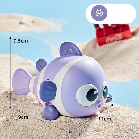 Jucarie mecanica pentru copii Cyrax, pestisor haios, cu cheita, distractiv, se taraste, se misca, 11 x 9 x 7.5 cm cm, mov