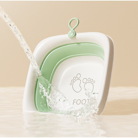 Cada Pliabila pentru Baie pentru Copii, Cyrax, Cadita pentru Bebelusi, Model Patrat pentru Picioare, Verde, 32x27.5x3.7 cm, 4 L