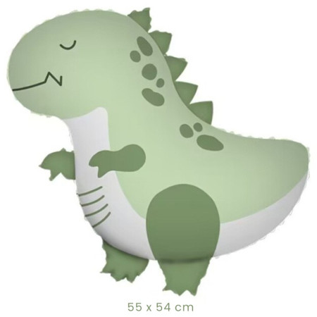 Balon din Folie Metalizata, Cyrax, Figurina Animata, Model Dinozaur, 55 x 54 cm, Ambalaj Individual, Pai Inclus, Umflare cu Aer sau Heliu, Verde