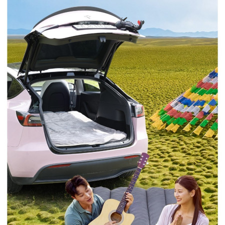 Saltea Speciala de Calatorie,  Tesla Model Y / 3, pentru Camping, Portbagaj, Spate, pentru Dormit in Aer Liber, Geanta si Perna Incluse, Gri