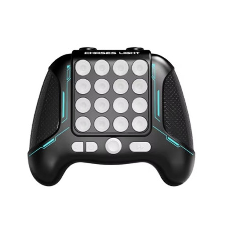 Jucarie Interactiva Pop It, Cyrax, Tip Consola, Anti-Stres, 5 Moduri de Joc, din ABS si Silicon, +3 Ani, Sunete si Lumini Model Controller, Negru