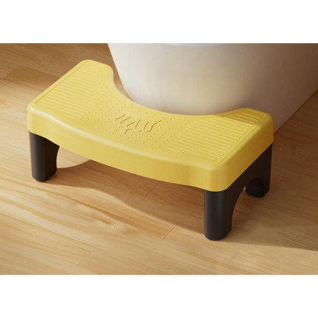 Scaunel WC, Cyrax, Tratament Impotriva Hemoroizilor si Constipatiei, Scaun Inaltator WC Copii, Suport Picioare WC, Taburet Inaltator Pozitia Corecta Ghemuit Pe WC, Plastic Rezistent, 17x22x38 cm, Galben