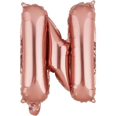 Balon Folie Metalizata Litera N, Cyrax, 40 cm, Umflati cu Heliu sau Aer, Ambalaj Individual, Pai inclus, Rose Gold