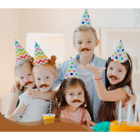 Mustata Falsa pentru Deghizari, Cyrax, Petreceri Tematice, din Panza, Autoadeziv, 13 x 10 cm, Model Curbat, Maro