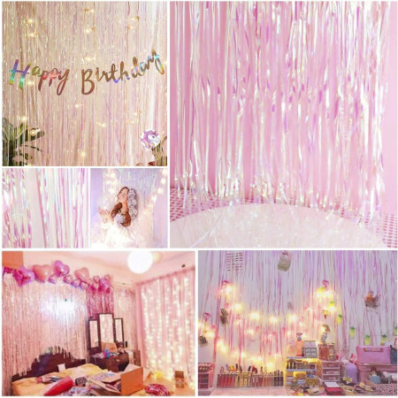 Perdea Franjurata, Cyrax, Model Decor Petrecere, pentru Fundal de Poze, Amenajare Colorata a Petrecerii, Dimensiune 100x200 cm, Roz