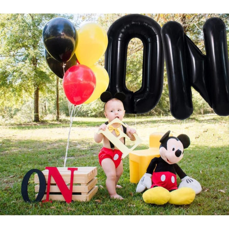 Balon Folie Metalizata Litera N, Cyrax, 40 cm, Umflati cu Heliu sau Aer, Ambalaj Individual, Pai inclus, Negru