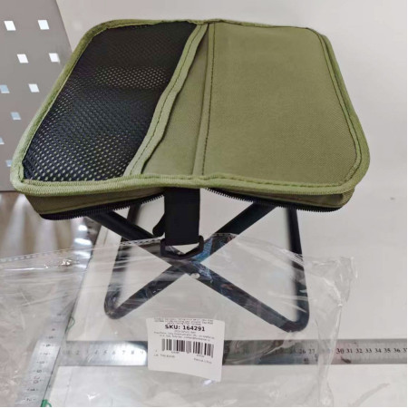 Scaun Taburet Pliabil pentru Camping,  pentru Adulti, Scaun Portabil, Pescuit, din Panza Oxford si Cadru Metalic, Mic 26 x 24 x 24 cm, Verde