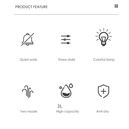 Umidificator cu duza dubla,  de capacitate mare 3L, roz