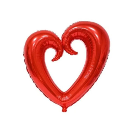 Balon din Folie Metalizata, Cyrax, Figurina Inima Gigantica, Tema Ziua Indragostitilor, 100 cm, Ambalaj Individual, Pai Inclus, Umflare cu Aer sau Heliu, Rosu