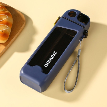 Sticla de Apa pentru Sport, Cyrax, 350 ml, cu Pai si Capac, 23x7x4.4 cm, Buton de Blocare, din PC, Albastru