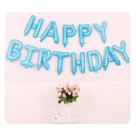 Set baloane folie Cyrax, Happy Birthday, 40 cm, baby blue