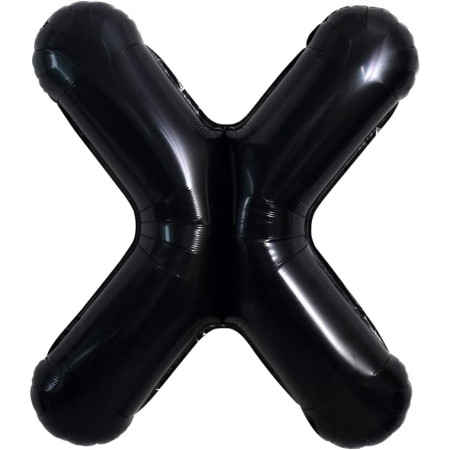 Balon Folie Metalizata Litera X, Cyrax, 40 cm, Umflati cu Heliu sau Aer, Ambalaj Individual, Pai inclus, Negru