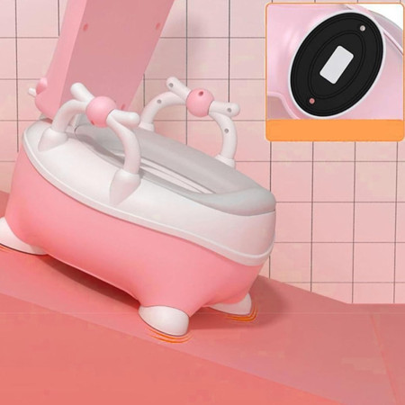 Olita pentru Copii, Cyrax, +1an, Portabila, Design Vacuta cu Capac, Model Prietenos, Non-Toxic, cu Manere, Compartiment Detasabil, Perie Inclusa, Usor de Curatat, Roz